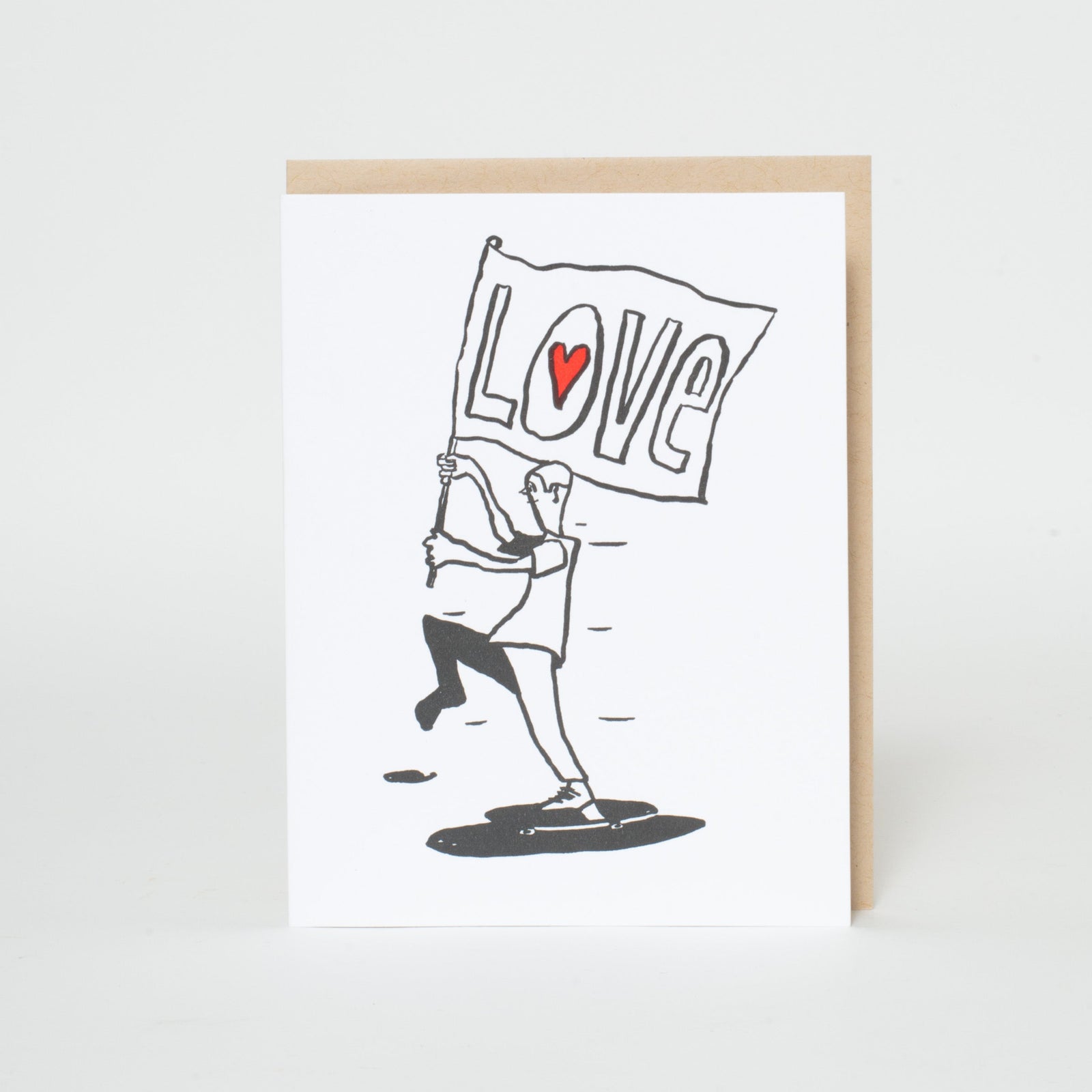 Love Skater Letterpress Greeting Card By Russ Pope