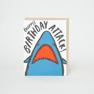 Shark Attack Birthday Letterpress Greeting Card