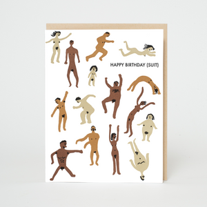 Happy Birthday Suit Nudies Letterpress Greeting Card
