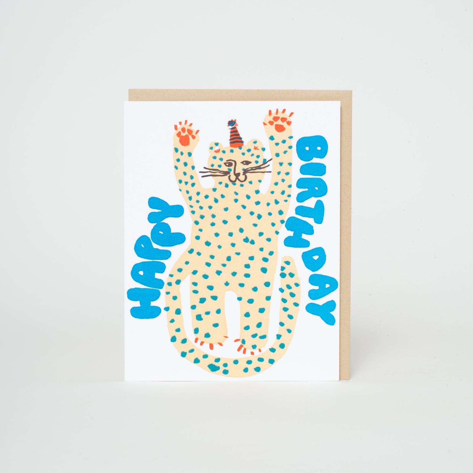Party Cheetah Birthday Letterpress Greeting Card