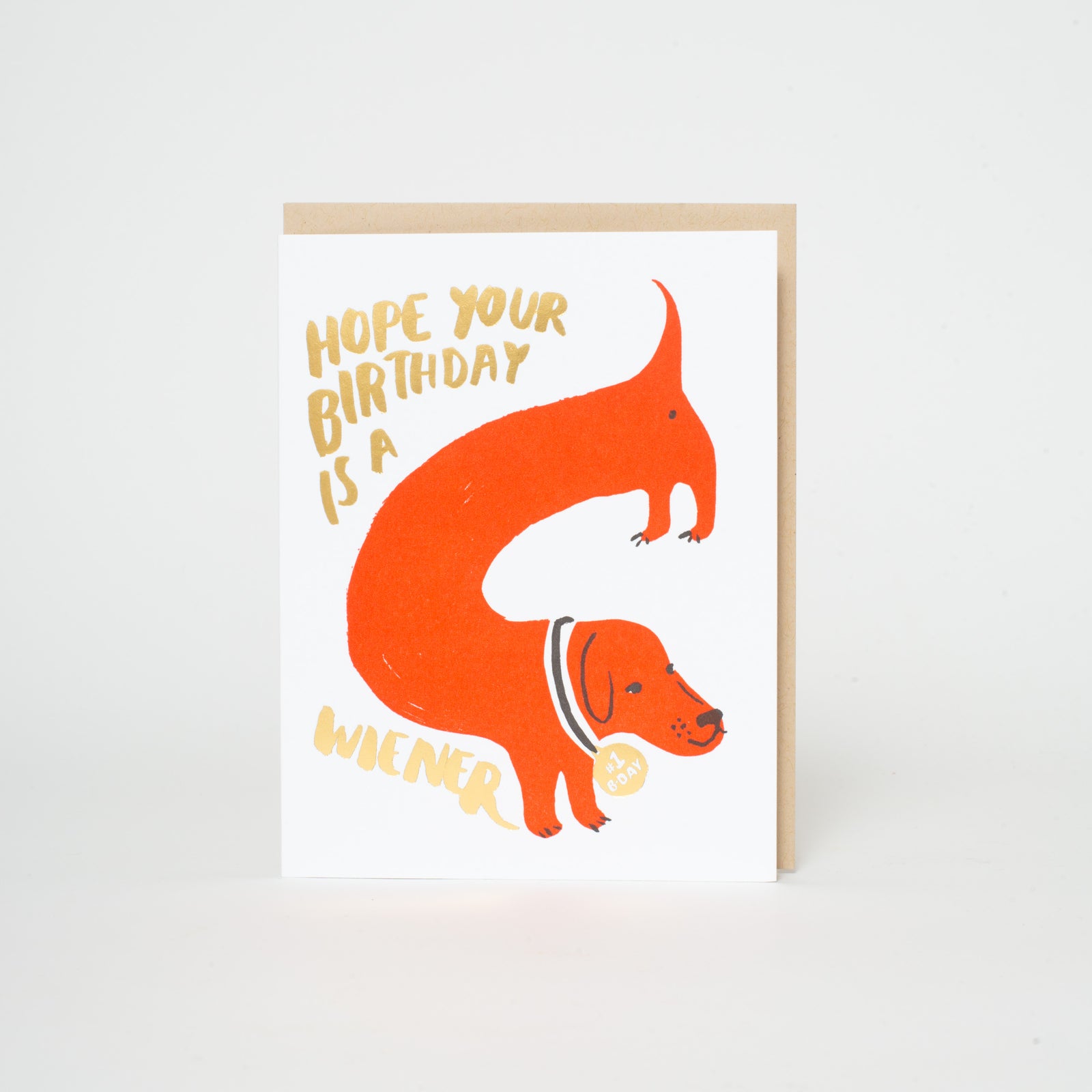 Wiener Dog Happy Birthday Letterpress Greeting Card