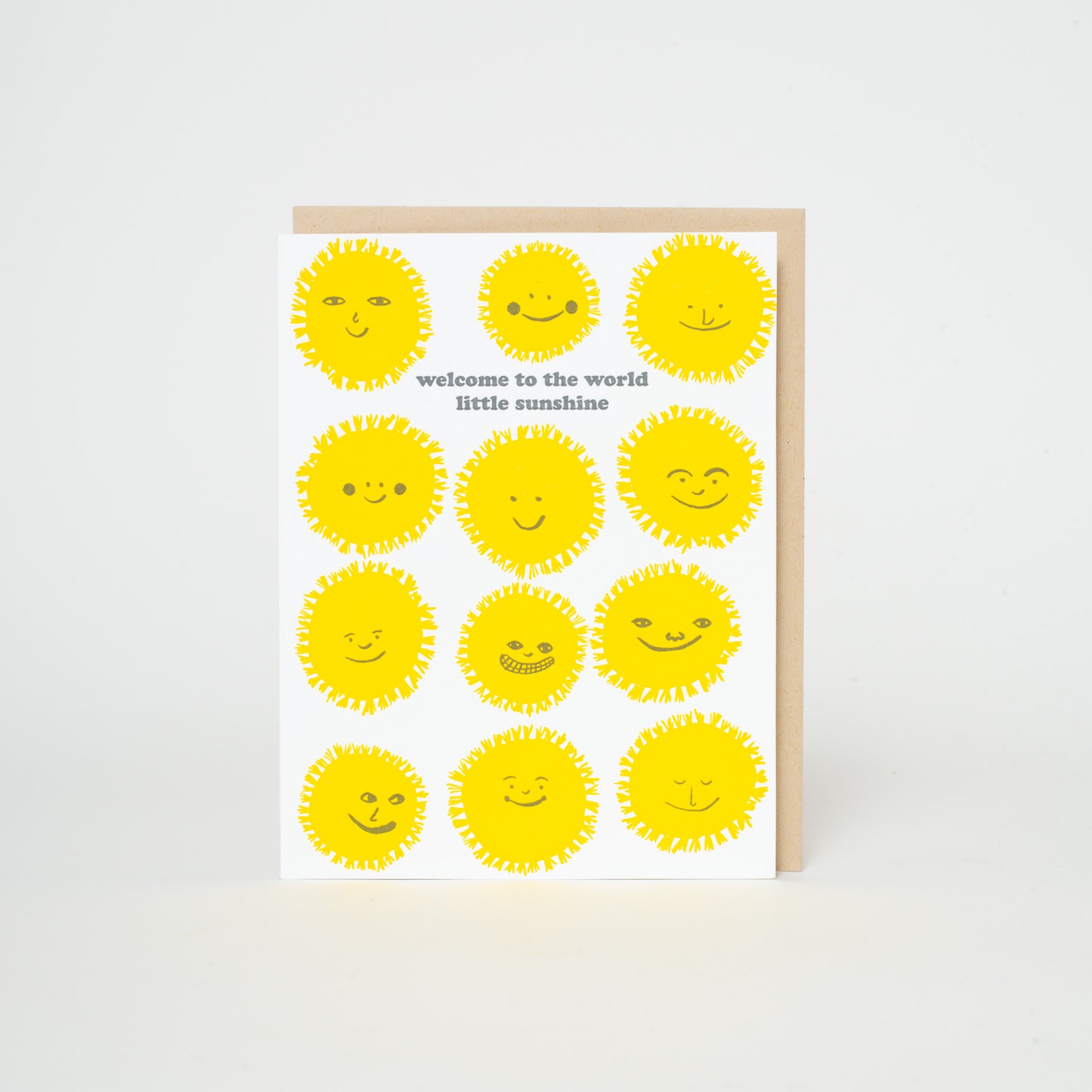 Welcome Sunshine Baby Congrats Letterpress Greeting Card