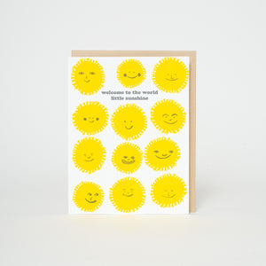 Welcome Sunshine Baby Congrats Letterpress Greeting Card