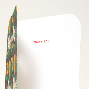 Folk Floral Thank You Letterpress Greeting Card