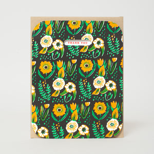 Folk Floral Thank You Letterpress Greeting Card