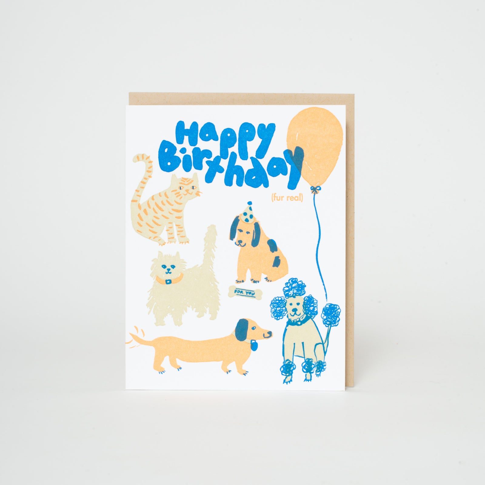 Animal Party Birthday Letterpress Greeting Card