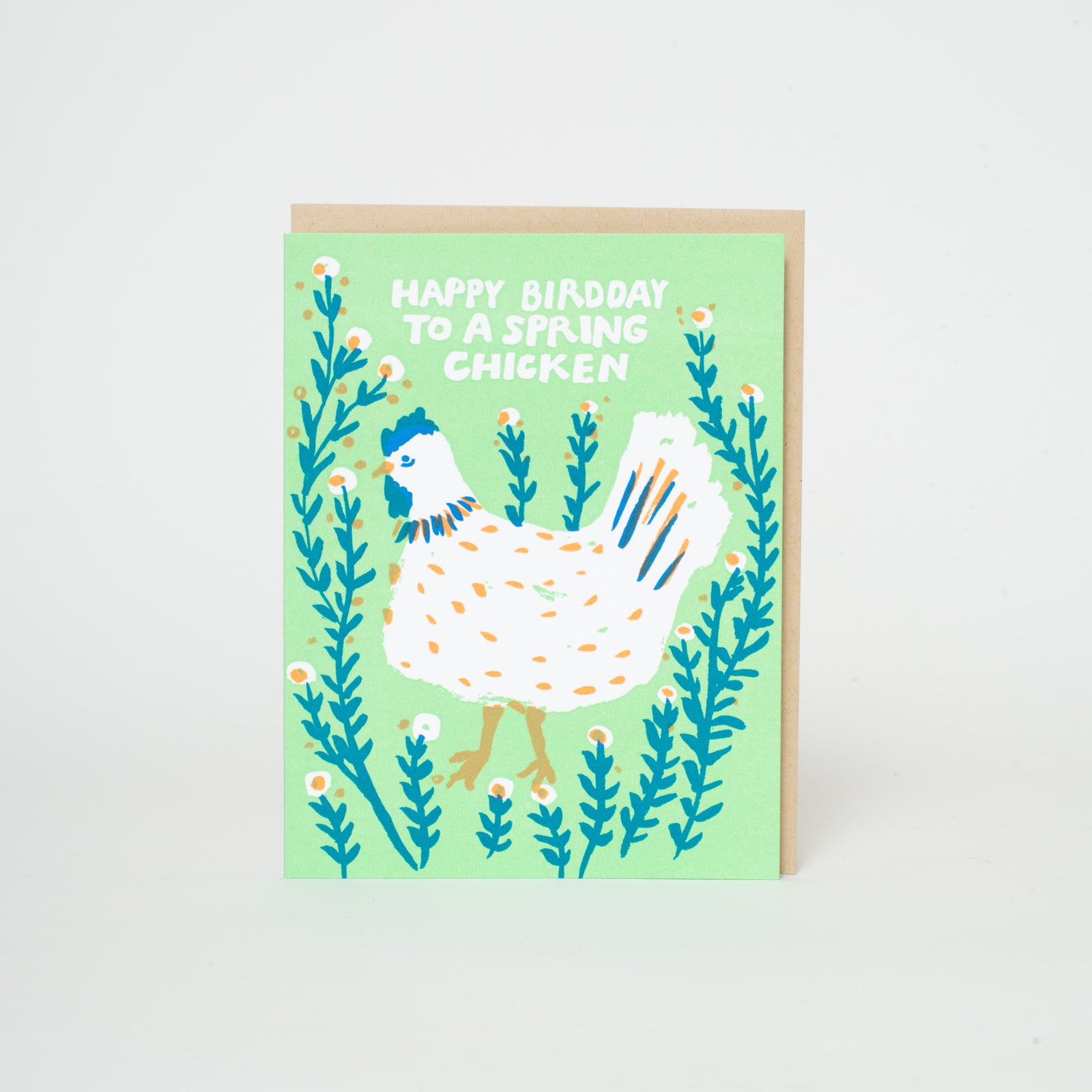 Spring Chicken Happy Birthday Letterpress Greeting Card