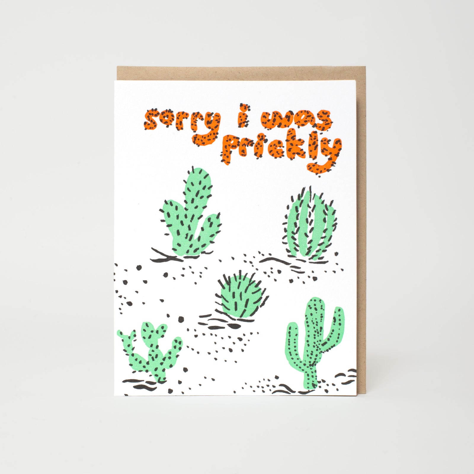 Cactus Sorry I Was Prickly Letterpress Greeting Card