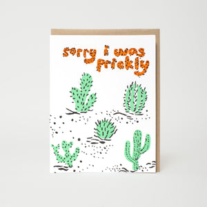 Cactus Sorry I Was Prickly Letterpress Greeting Card