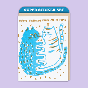 Me To Mew Birthday Card & Sticker Sheet Set