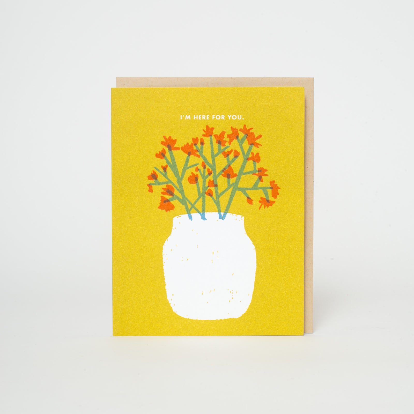 Here For You Flowers Sympathy Letterpress Greeting Card