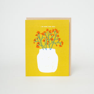Here For You Flowers Sympathy Letterpress Greeting Card