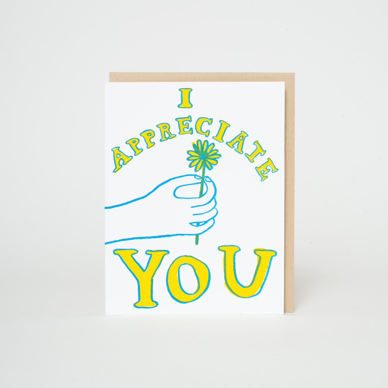 Flower Appreciate You Thanks Letterpress Greeting Card