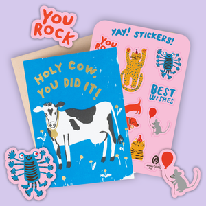 Holy Cow Congrats Card & Sticker Sheet Set