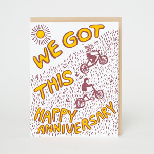 Bike Ride Happy Anniversary Letterpress Greeting Card