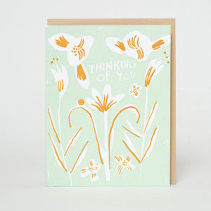 Thinking Of You Lilies Letterpress Greeting Card
