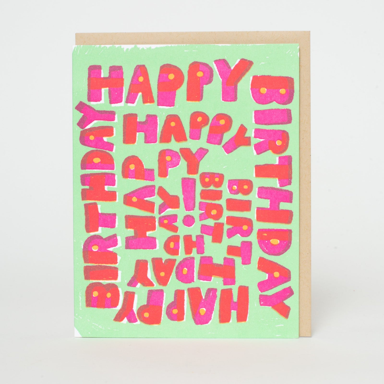 Spiral Happy Birthday Letterpress Greeting Card
