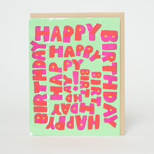 Spiral Happy Birthday Letterpress Greeting Card