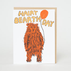 Hairy Bear Happy Birthday Letterpress Greeting Card