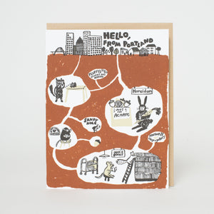 Hello From Portland Underground Letterpress Greeting Card