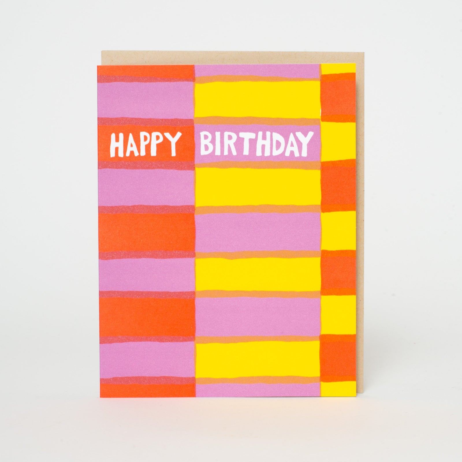 Fruit Stripe Happy Birthday Letterpress Greeting Card