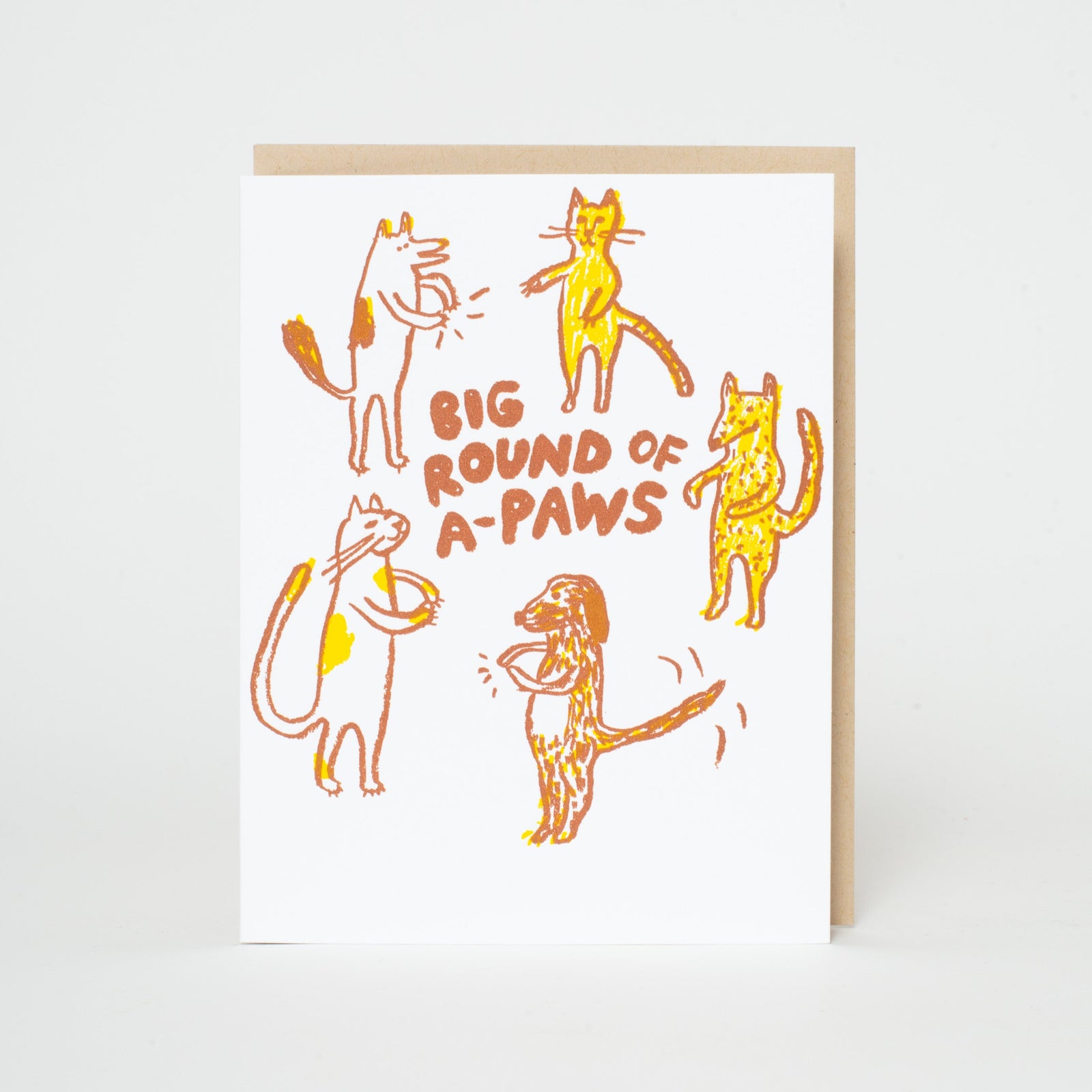 Clapping Animals Punny Congrats Letterpress Greeting Card