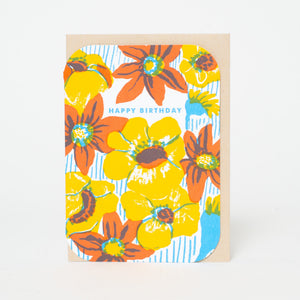 Bold Flower Birthday Letterpress Greeting Card