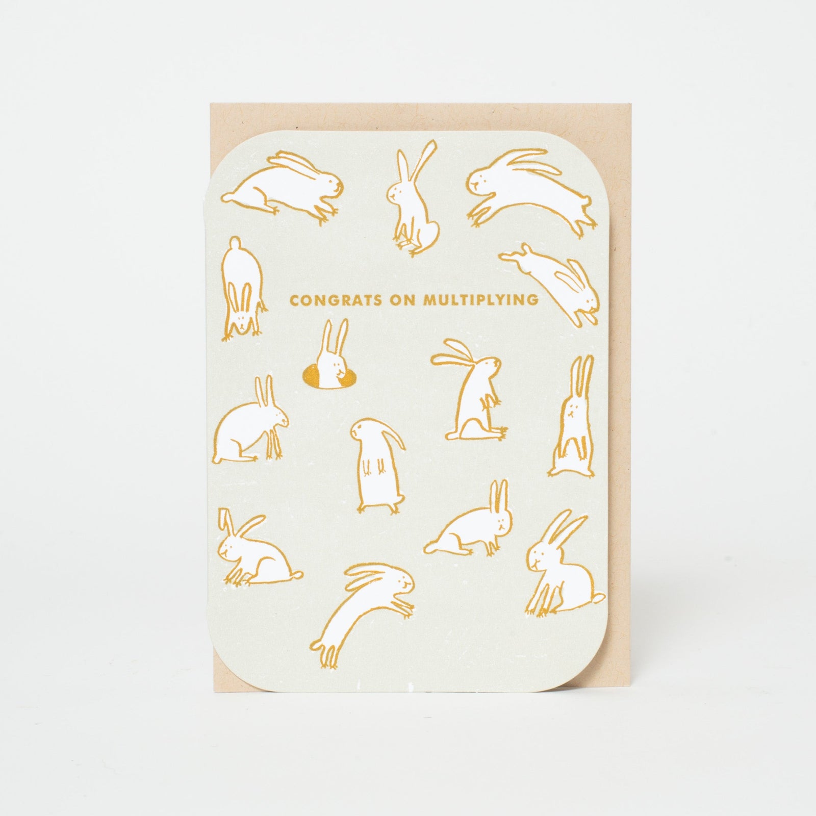Baby Rabbits Multiplying Letterpress Greeting Card