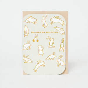 Baby Rabbits Multiplying Letterpress Greeting Card