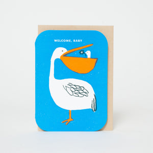 Pelican Baby Congratulations Letterpress Greeting Card