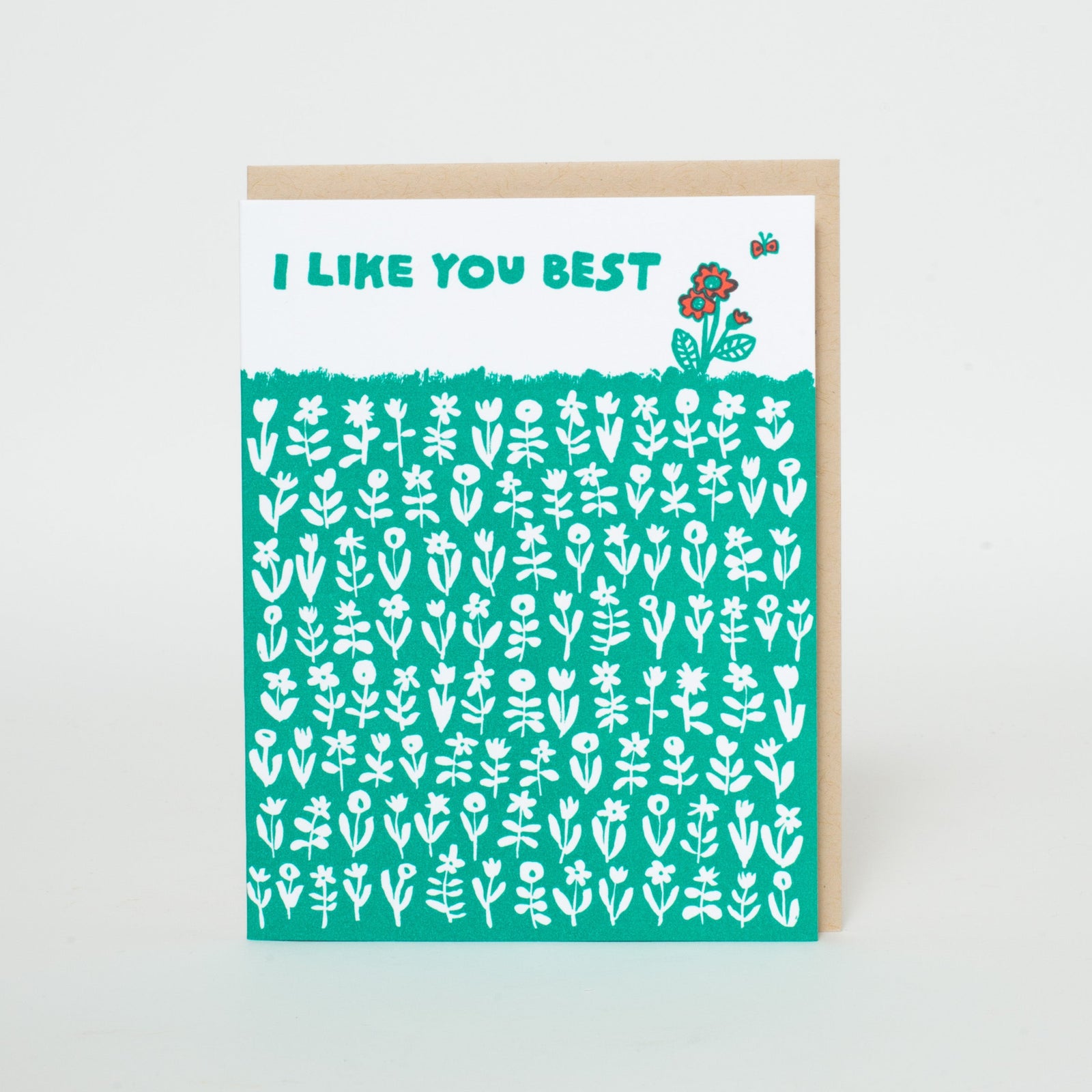 Like You Best Flower Meadow Letterpress Greeting Card