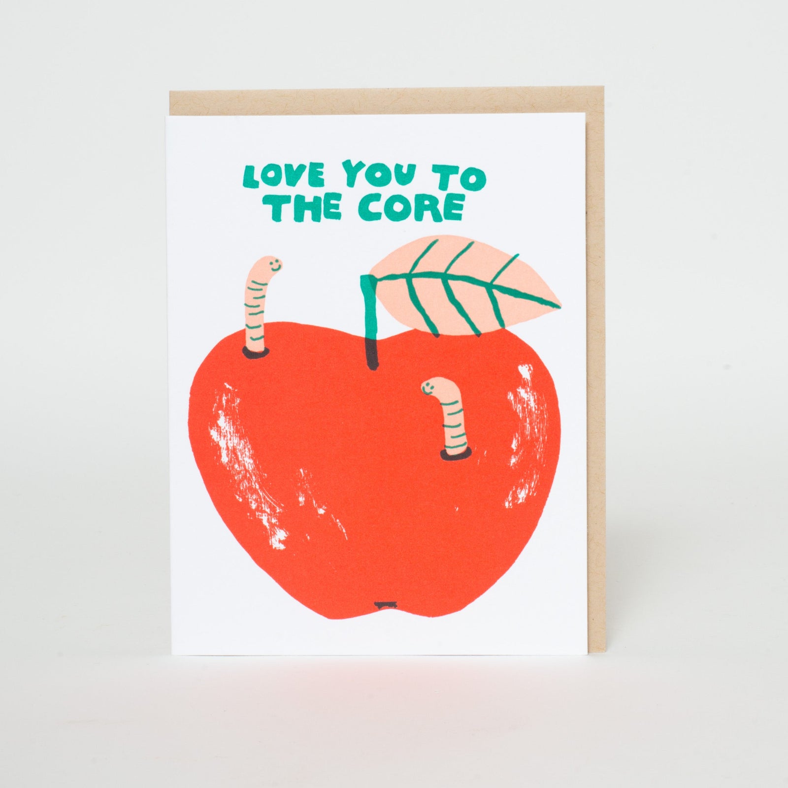 Apple & Worms Love Letterpress Greeting Card