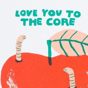 Apple & Worms Love Letterpress Greeting Card