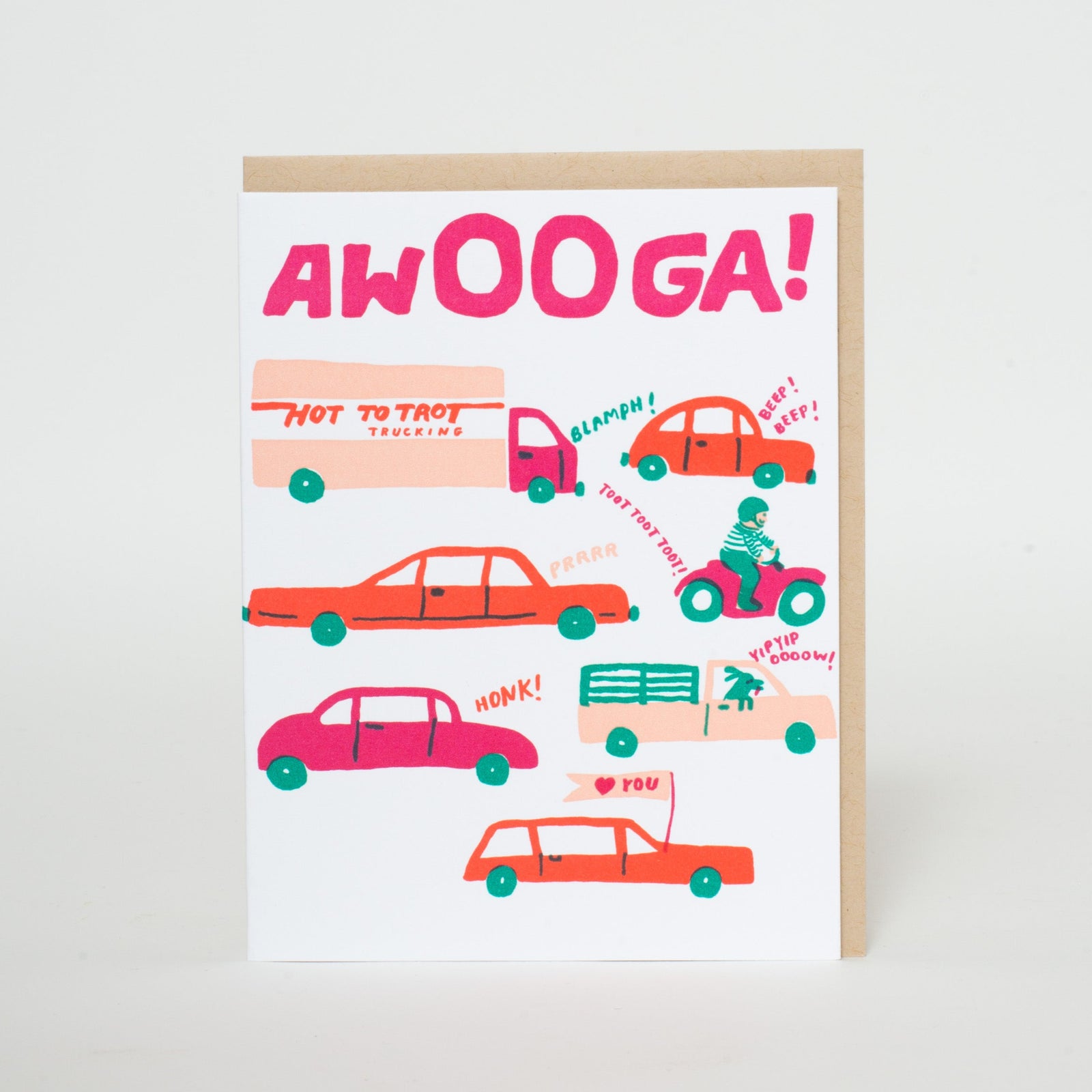 Awooga Cars Funny Love Letterpress Greeting Card