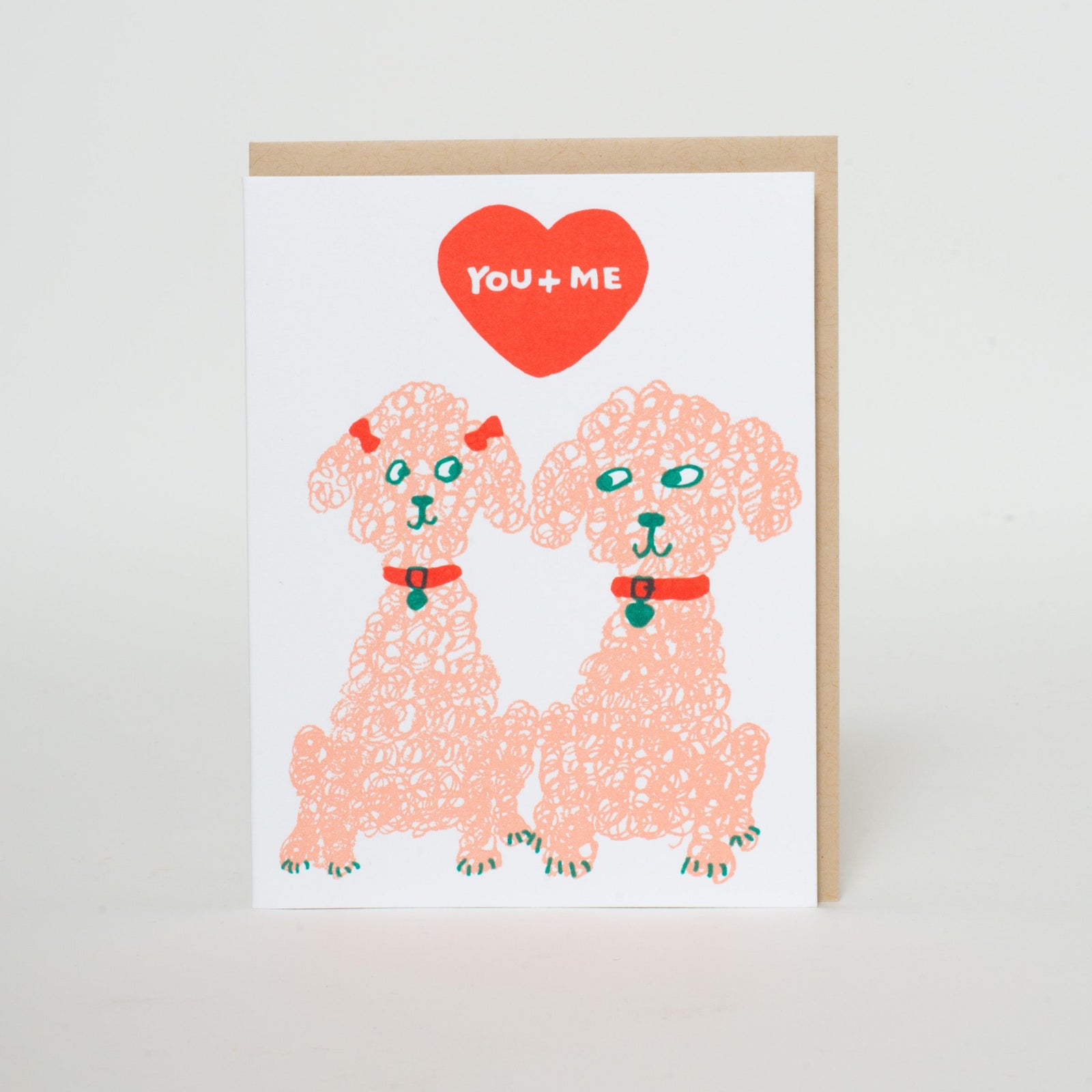 Poodles Love Letterpress Greeting Card