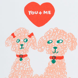 Poodles Love Letterpress Greeting Card