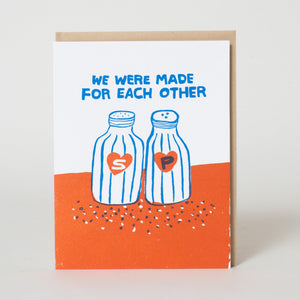 Salt & Pepper Made For Each Other Letterpress Greeting Card
