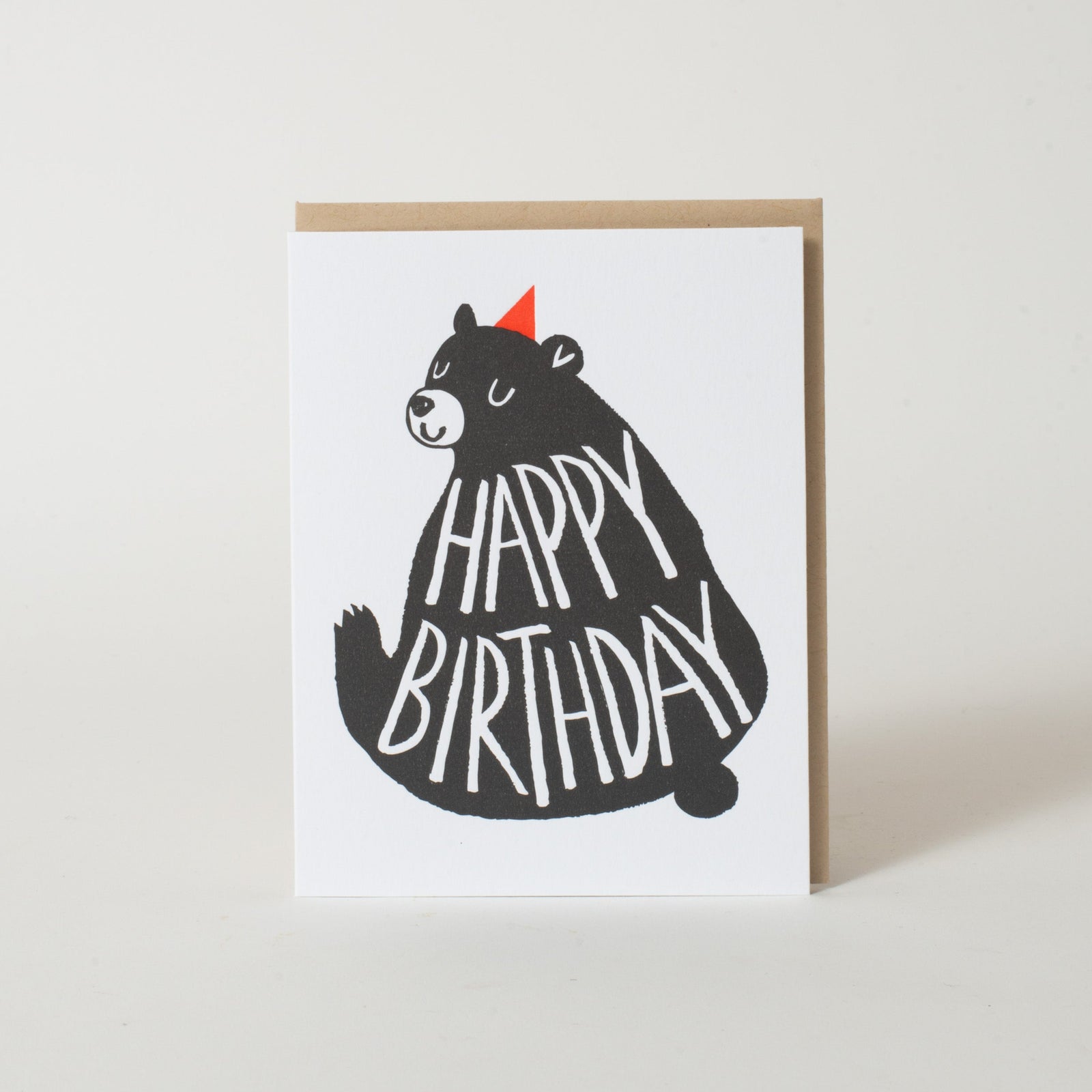 Birthday Big Black Bear Letterpress Greeting Card