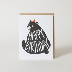 Birthday Big Black Bear Letterpress Greeting Card