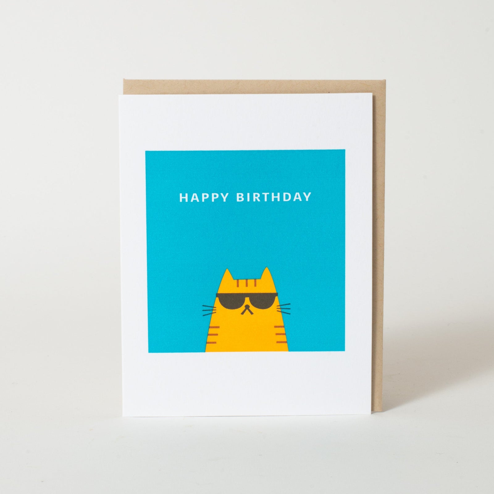 Birthday Cool Cat Letterpress Greeting Card