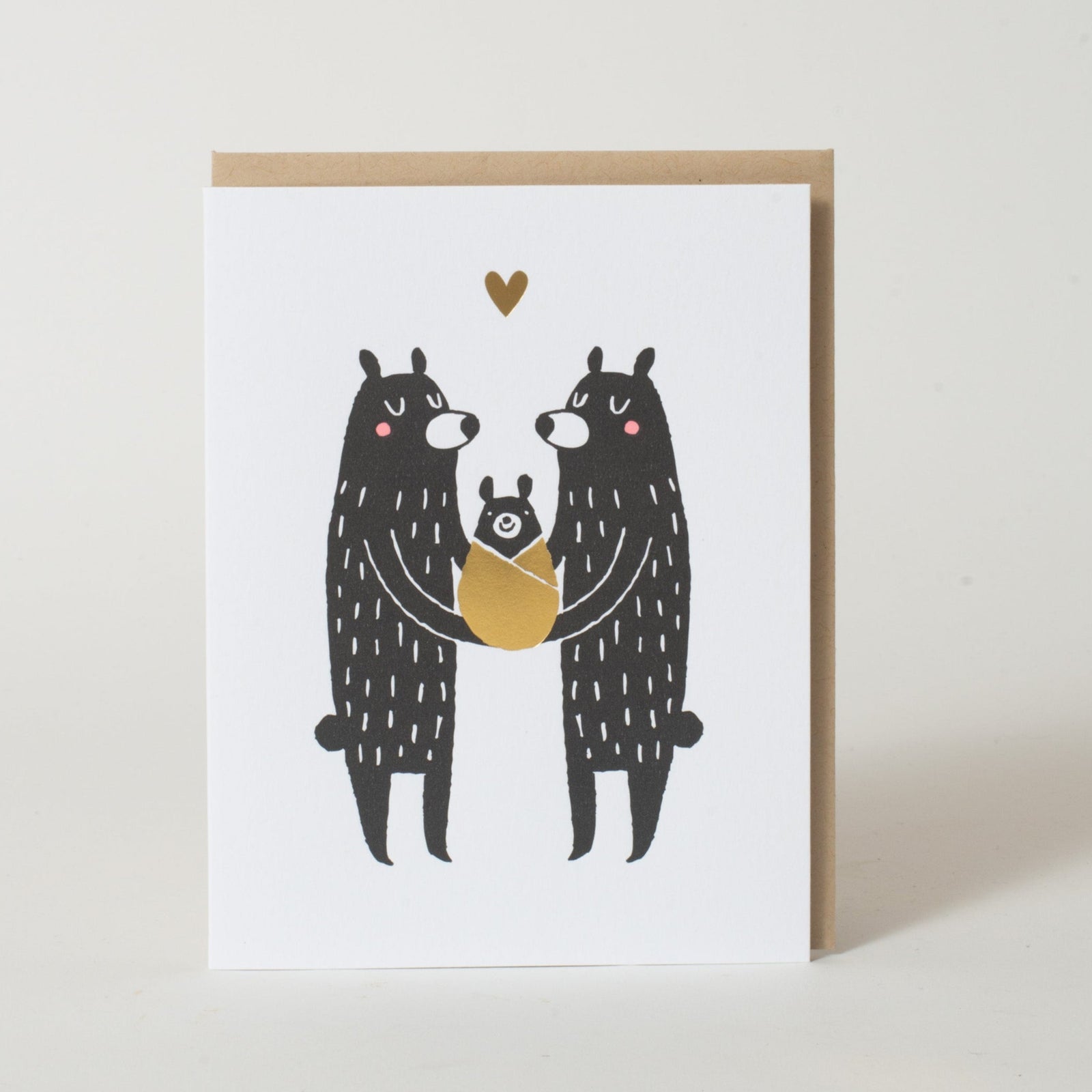 Baby Black Bear Congratulations Letterpress Greeting Card