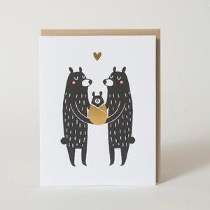 Baby Black Bear Congratulations Letterpress Greeting Card
