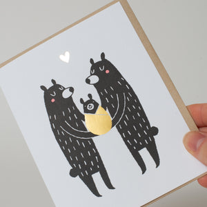 Baby Black Bear Congratulations Letterpress Greeting Card