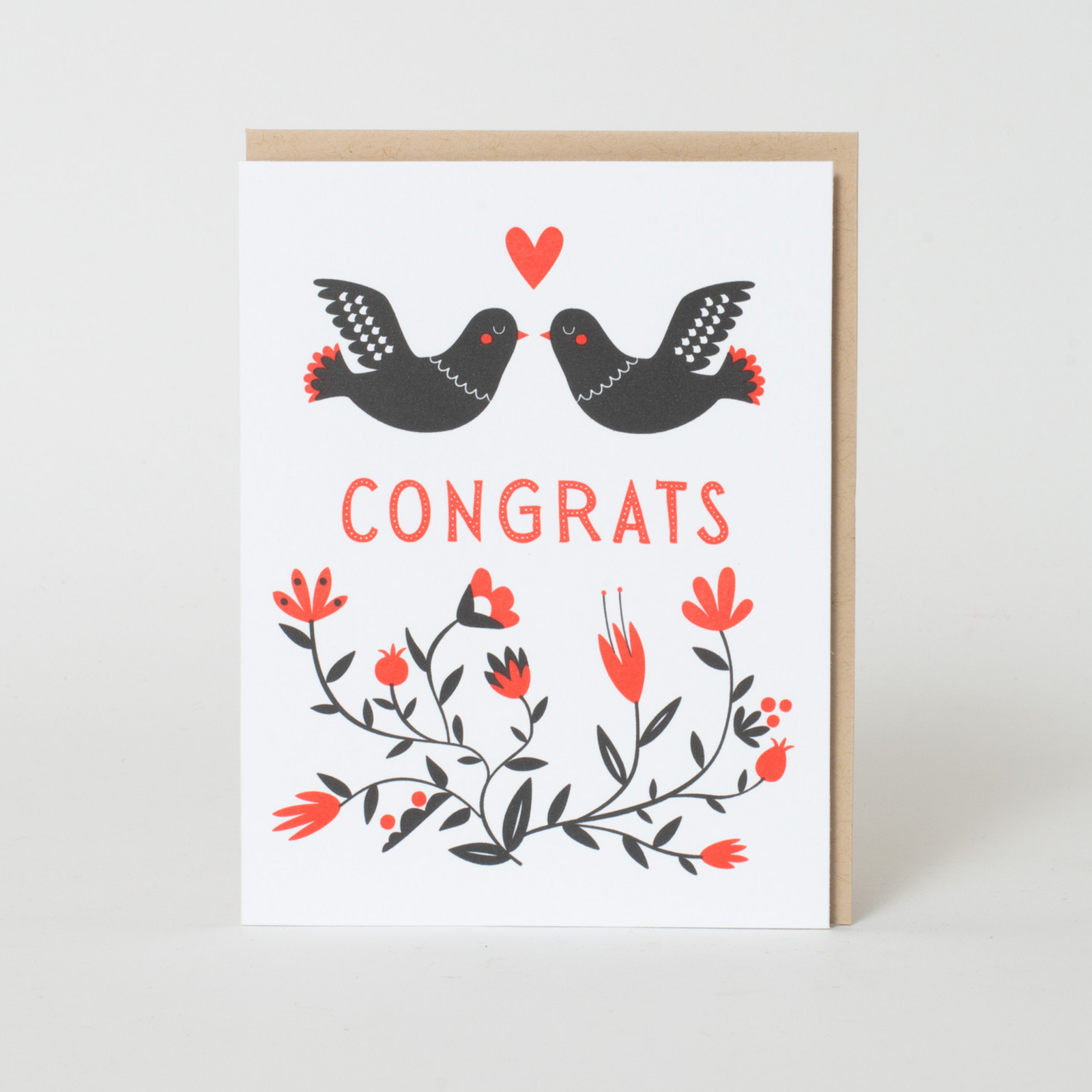 Congrats Doves Wedding Letterpress Greeting Card