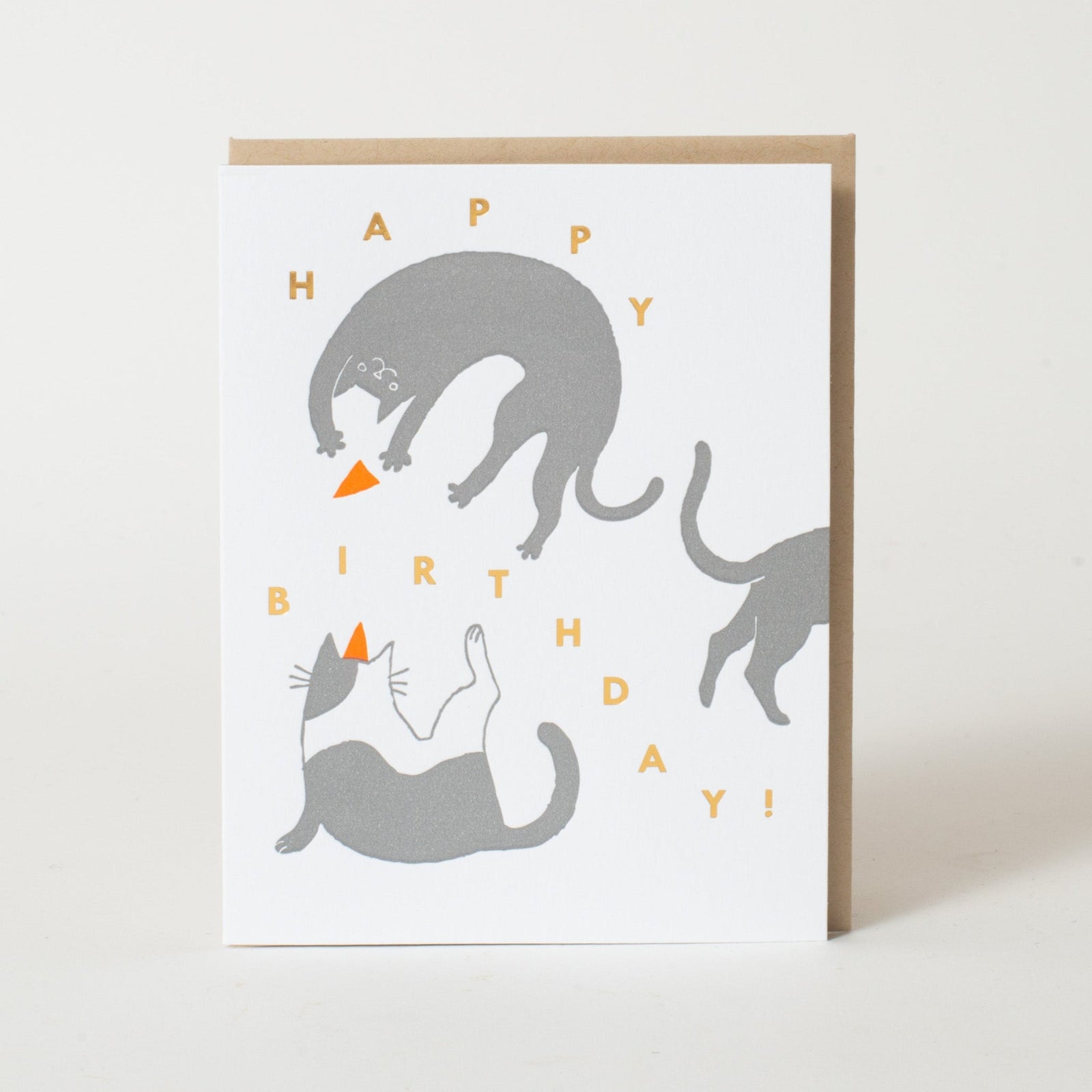 Birthday Cats Letterpress Greeting Card