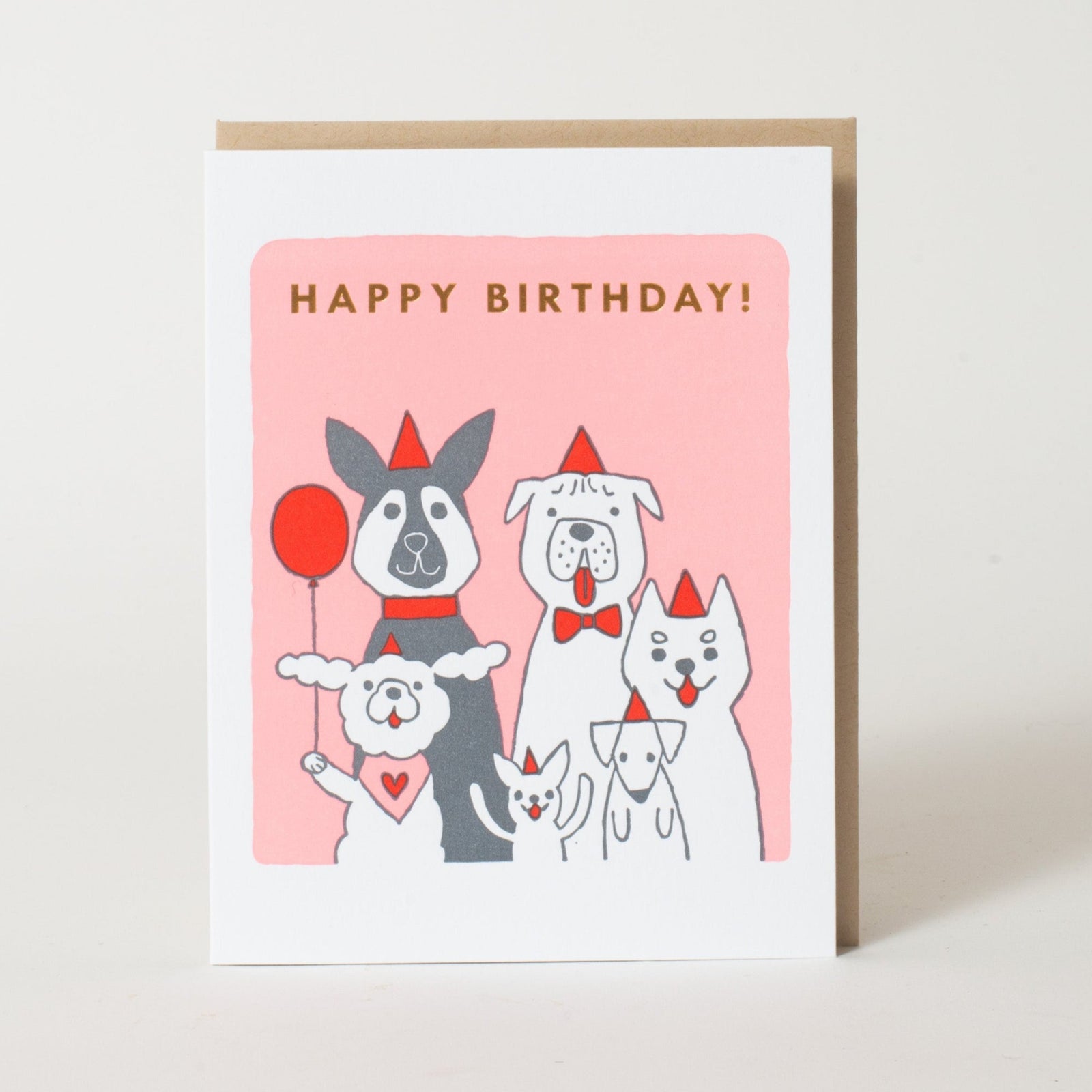 Birthday Dogs Letterpress Greeting Card