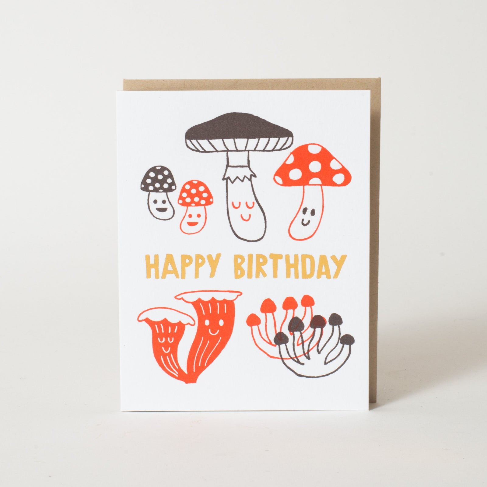 Mushroom Birthday Letterpress Greeting Card