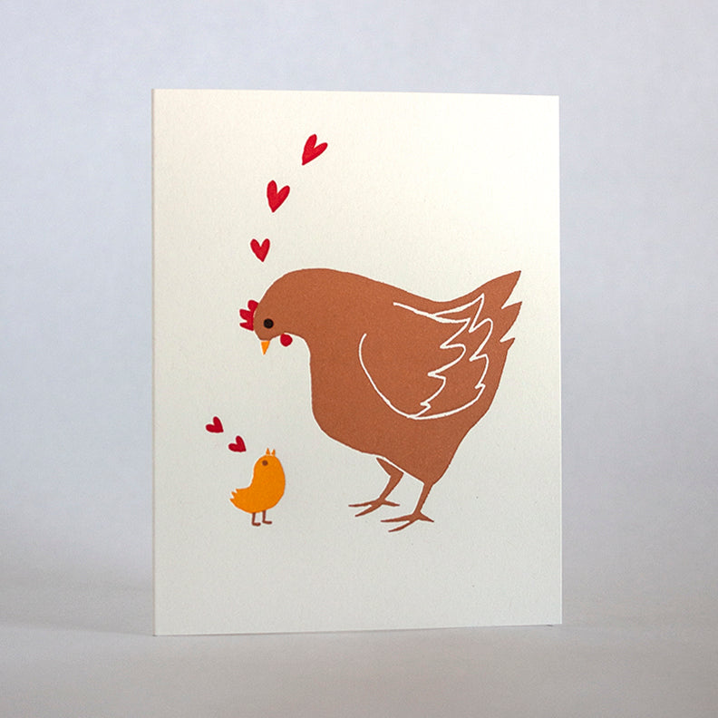 Mother Hen Baby Letterpress Greeting Card