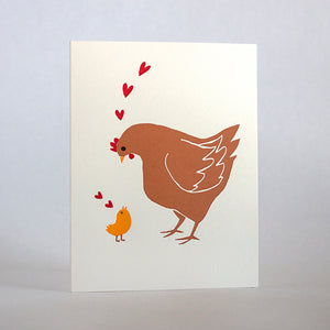 Mother Hen Baby Letterpress Greeting Card