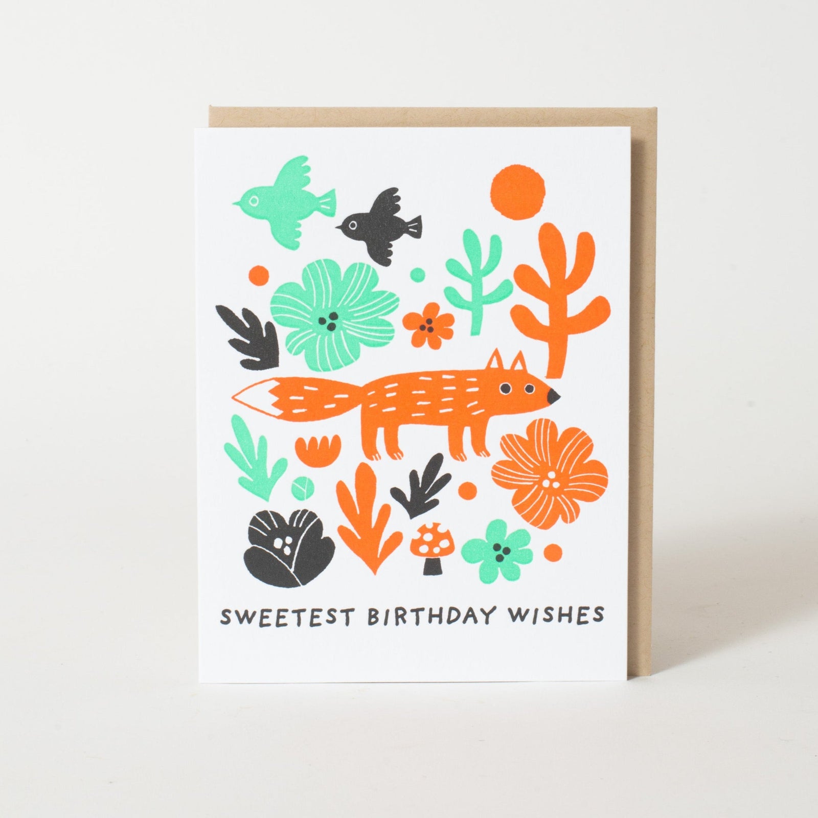 Sweetest Birthday Fox Letterpress Greeting Card